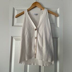 Vita Milana Knit Vest Small Ivory Sleeveless Button Front Sweater Tank Top